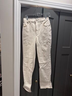 Women's High-Rise Cream Straight Jeans